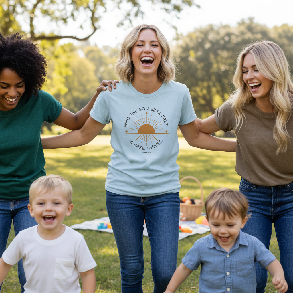 Free Indeed - Faith Statement Premium Womens Crewneck T-shirt