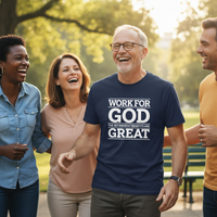 Load image into Gallery viewer, Work For God - The Retirement Benefits Are Great - Heavyweight Crewneck T-shirt
