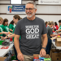 Load image into Gallery viewer, Work For God - The Retirement Benefits Are Great - Heavyweight T-shirt