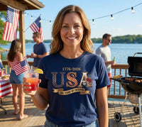 Load image into Gallery viewer, USA 250 Years of Freedom Women’s T-Shirt – 1776–2026 Patriotic Tee